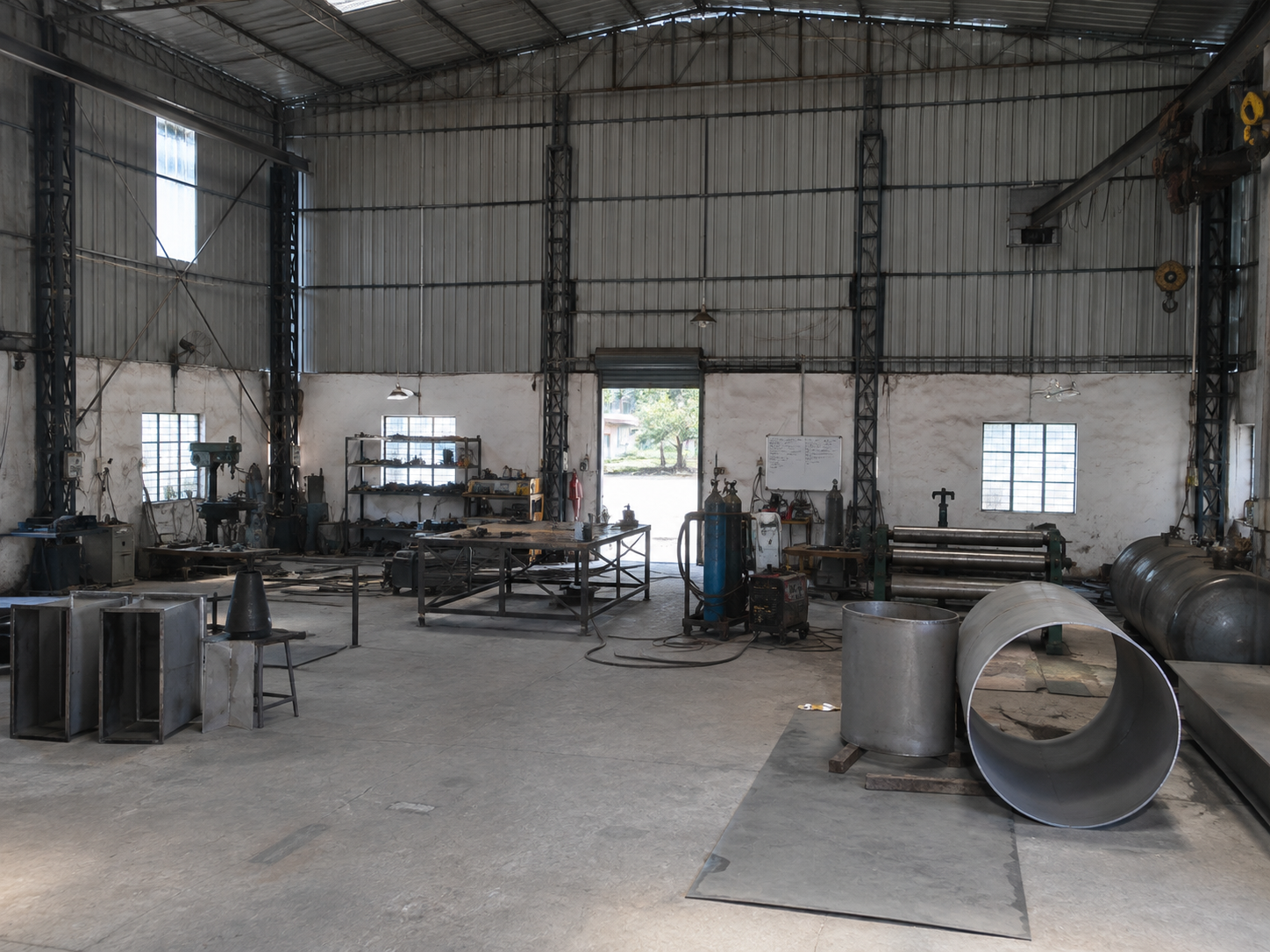 Large ball mill shell under fabrication at the Shree Hari Engineering Works plant